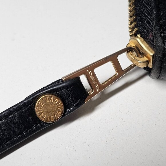 Zadig & Voltaire 'Love Is' Black Leather Wristlet Wallet Gold Zipper Logo - Picture 5 of 12